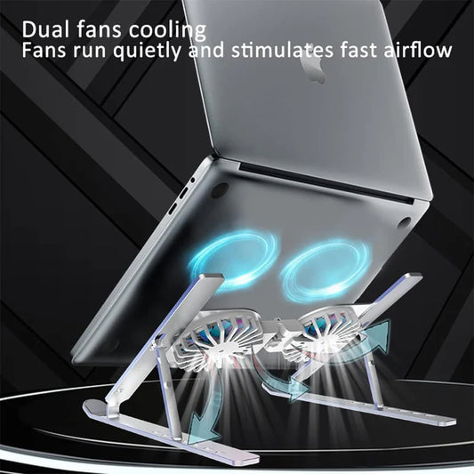 Foldable Dual Fan Laptop Cooling Stand Ⓢ